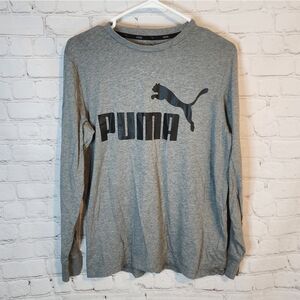 Men's Puma Gray Long Sleeve Shirt, Size Medium